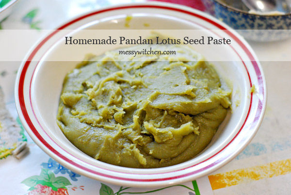 Homemade lotus seed paste for mooncake filling (regular & pandan flavors)